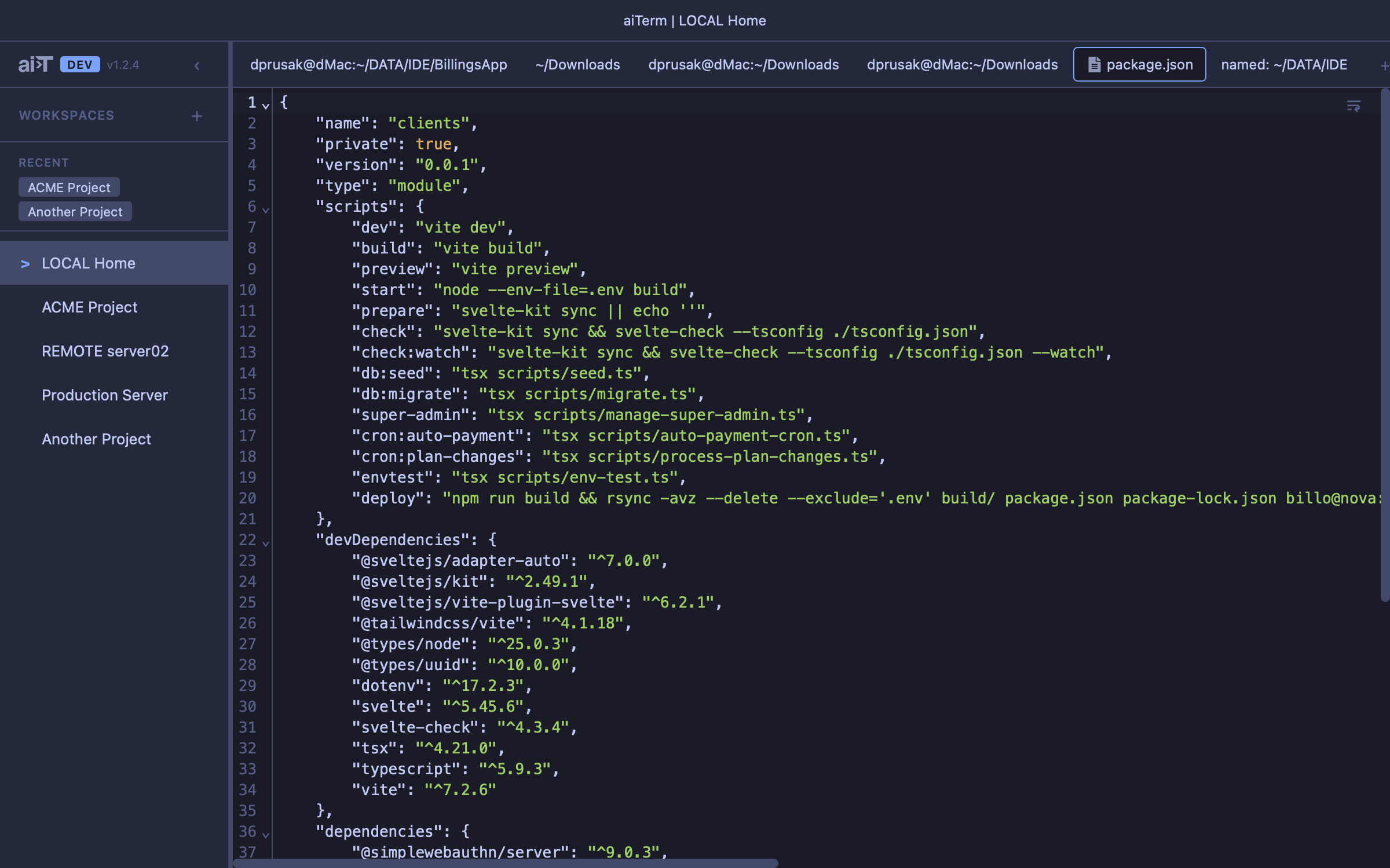 Editor tab
